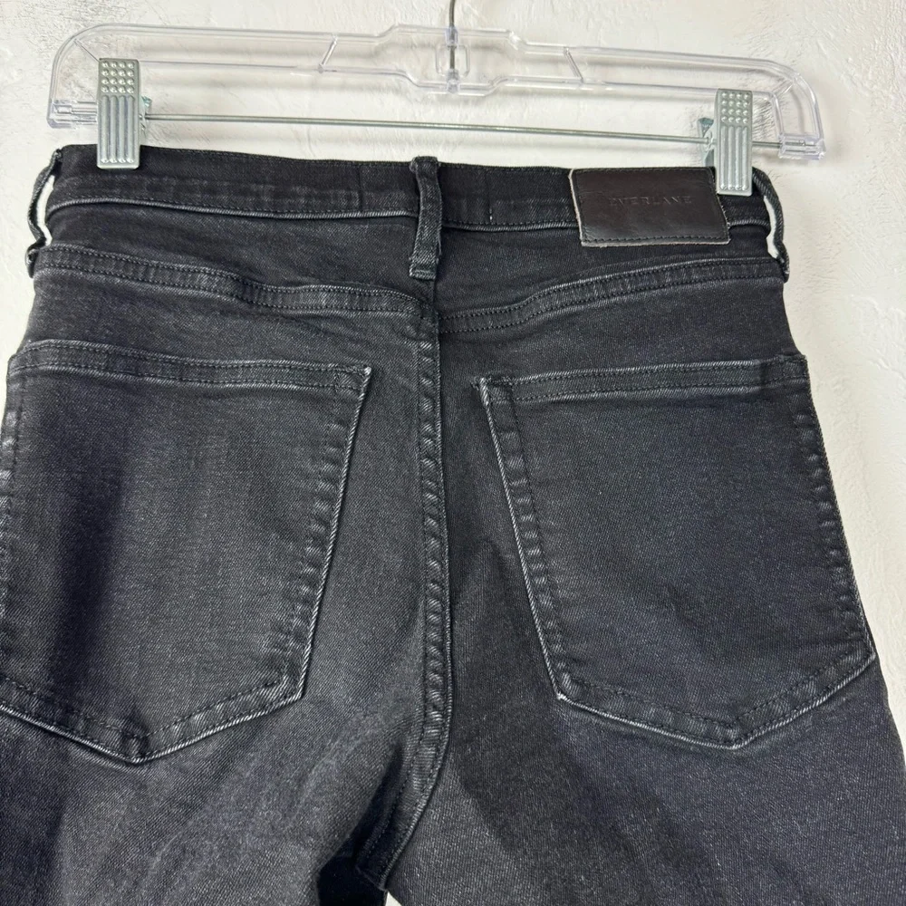 Everlane Jeans Denim The High Rise Skinny Solid Black Dark‎ Wash Cotton Stretch